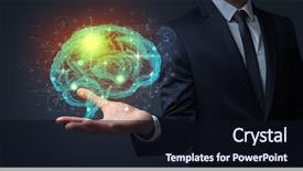  Presentation with human brain - Audience pleasing theme consisting of businessman holding human brain backdrop and a wine colored foreground