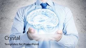  Presentation with brain cancer - Audience pleasing PPT layouts consisting of businessman holding image of brain backdrop and a light blue colored foreground