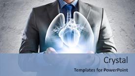  Presentation with lung - Beautiful PPT layouts featuring businessman holding image of lung backdrop and a light blue colored foreground