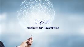  Presentation with mobile phone in woman hand - Audience pleasing slide set consisting of businessman holding in hand mobile backdrop and a sky blue colored foreground