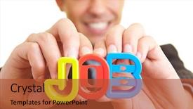  Presentation with job letter - Slides enhanced with businessman holding letters spelling job background and a red colored foreground