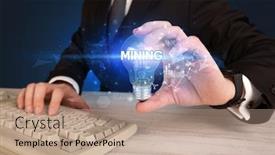  Presentation with mining - Cool new PPT layouts with businessman-holding-light-bulb backdrop and a coral colored foreground