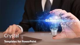  Presentation with light bulb - Colorful slide set enhanced with businessman-holding-light-bulb backdrop and a violet colored foreground