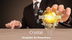  Presentation with discrimination - Audience pleasing PPT layouts consisting of businessman-holding-light-bulb backdrop and a coral colored foreground