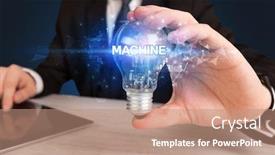  Presentation with light bulb - Audience pleasing slides consisting of businessman-holding-light-bulb backdrop and a coral colored foreground