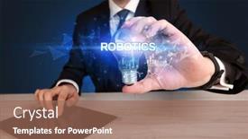  Presentation with robotics - Cool new theme with businessman-holding-light-bulb backdrop and a coral colored foreground