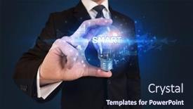  Presentation with smart light - Audience pleasing slides consisting of businessman-holding-light-bulb backdrop and a wine colored foreground