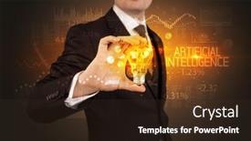  Presentation with artificial intelligence - Beautiful slides featuring businessman-holding-lightbulb-with-artificial backdrop and a wine colored foreground