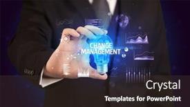  Presentation with business change - PPT layouts featuring businessman-holding-lightbulb-with-change background and a tawny brown colored foreground