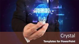 Presentation with continuous - Amazing slides having businessman-holding-lightbulb-with-continuous backdrop and a tawny brown colored foreground