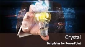  Presentation with disruption - PPT layouts with businessman-holding-lightbulb-with-digital background and a tawny brown colored foreground