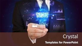  Presentation with employee benefits - Colorful theme enhanced with businessman-holding-lightbulb-with-employee backdrop and a tawny brown colored foreground