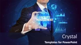  Presentation with facility management - Beautiful presentation theme featuring businessman-holding-lightbulb-with-facility backdrop and a navy blue colored foreground