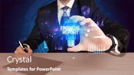  Presentation with financial report - Presentation design with businessman-holding-lightbulb-with-financial background and a coral colored foreground