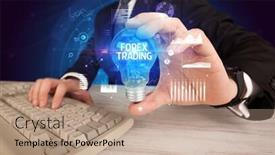  Presentation with forex trading - Amazing slide deck having businessman-holding-lightbulb-with-forex backdrop and a coral colored foreground