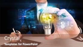  Presentation with hacking - PPT layouts featuring businessman-holding-lightbulb-with-growth background and a tawny brown colored foreground