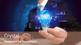  Presentation with human resources - Cool new PPT layouts with businessman-holding-lightbulb-with-human backdrop and a coral colored foreground