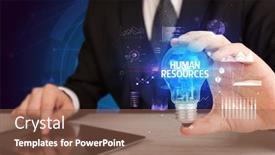  Presentation with resources - Slide deck enhanced with businessman-holding-lightbulb-with-human background and a tawny brown colored foreground