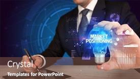  Presentation with positioning - Beautiful slide deck featuring businessman-holding-lightbulb-with-market backdrop and a tawny brown colored foreground