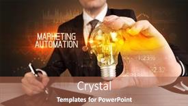  Presentation with automation - PPT layouts enhanced with businessman-holding-lightbulb-with-marketing background and a red colored foreground