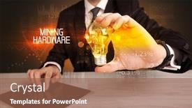  Presentation with technology hardware - Slide set having businessman-holding-lightbulb-with-mining background and a coral colored foreground