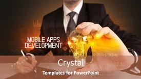  Presentation with mobile technology - Presentation theme consisting of businessman-holding-lightbulb-with-mobile background and a red colored foreground