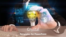  Presentation with network security - Colorful presentation theme enhanced with businessman-holding-lightbulb-with-network backdrop and a coral colored foreground