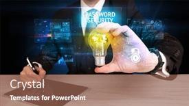  Presentation with password security - Slide deck featuring businessman-holding-lightbulb-with-password background and a coral colored foreground