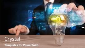  Presentation with test - Slide set enhanced with businessman-holding-lightbulb-with-penetration background and a coral colored foreground
