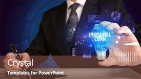  Presentation with business loan - PPT theme consisting of businessman-holding-lightbulb-with-personal background and a tawny brown colored foreground