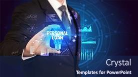  Presentation with business loan - Colorful theme enhanced with businessman-holding-lightbulb-with-personal backdrop and a ocean colored foreground