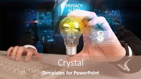  Presentation with security alert - Beautiful PPT theme featuring businessman-holding-lightbulb-with-privacy backdrop and a coral colored foreground