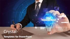  Presentation with risk management - Slides having businessman-holding-lightbulb-with-risk background and a tawny brown colored foreground