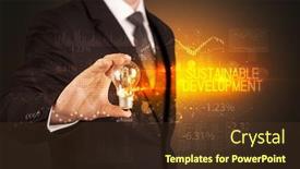  Presentation with sustainable development - Colorful PPT layouts enhanced with businessman-holding-lightbulb-with-sustainable backdrop and a tawny brown colored foreground