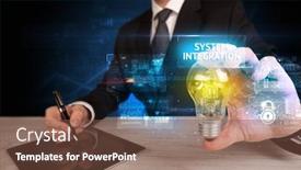  Presentation with system integration - Slides having businessman-holding-lightbulb-with-system background and a tawny brown colored foreground