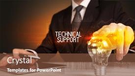  Presentation with technical support - Amazing slide deck having businessman-holding-lightbulb-with-technical backdrop and a tawny brown colored foreground