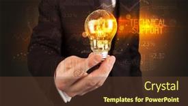  Presentation with technical support - Beautiful presentation design featuring businessman-holding-lightbulb-with-technical backdrop and a tawny brown colored foreground