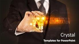  Presentation with technology - PPT theme consisting of businessman-holding-lightbulb-with-technology background and a wine colored foreground