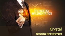  Presentation with technology - Amazing PPT theme having businessman-holding-lightbulb-with-technology backdrop and a tawny brown colored foreground