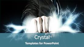  Presentation with lightning - Presentation consisting of businessman-holding-lightning-in-fist background and a teal colored foreground