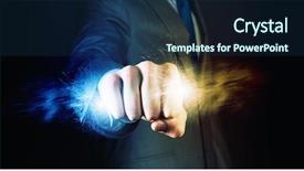  Presentation with lightning - Amazing slide deck having businessman-holding-lightning-in-fist backdrop and a ocean colored foreground