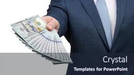  Presentation with cash - Amazing PPT theme having businessman-holding-money-cash backdrop and a wine colored foreground