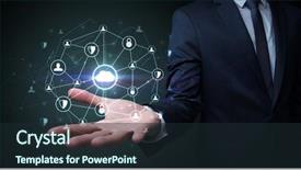  Presentation with networking - Presentation with businessman holding networking connection concept background and a wine colored foreground