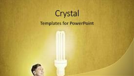  Presentation with light book - Beautiful theme featuring businessman holding opened book with glass glowing light bulb backdrop and a gold colored foreground