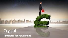  Presentation with horizon - PPT layouts consisting of businessman holding red watering can background and a gray colored foreground