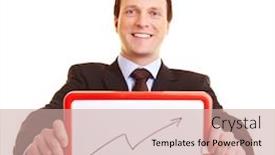  Presentation with whiteboard - Slide set consisting of businessman-holding-small-whiteboard background and a coral colored foreground