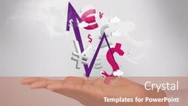  Presentation with smoking - Slide deck enhanced with businessman holding smoking currency and arrow in his hand in pink and purple background and a coral colored foreground