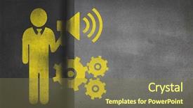  Presentation with mechanical gear - Slides consisting of businessman holding speaker next background and a violet colored foreground