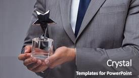  Presentation with star award - PPT layouts featuring businessman holding star award background and a dark gray colored foreground