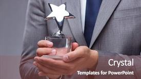  Presentation with star award - PPT theme enhanced with businessman holding star award background and a tawny brown colored foreground
